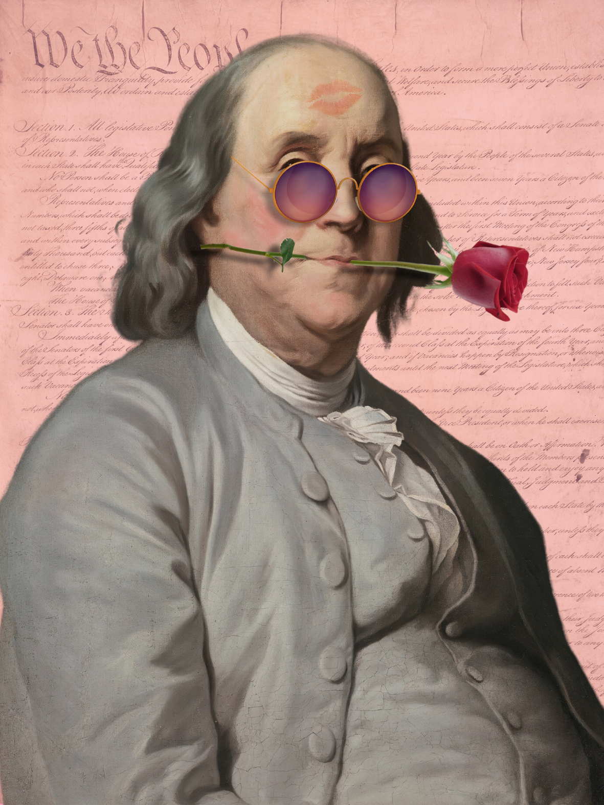 Image of Ben Franklin (altered art)